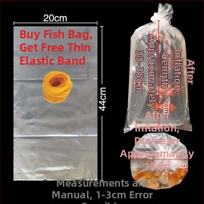 Pungă de ambalare pentru pești ornamentali vii, destinată transportului, cu bază plată pătrată la patru colțuri și plastic îngroșat