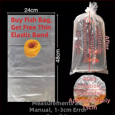 Pungă de ambalare pentru pești ornamentali vii, destinată transportului, cu bază plată pătrată la patru colțuri și plastic îngroșat