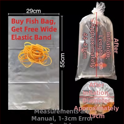 Pungă de ambalare pentru pești ornamentali vii, destinată transportului, cu bază plată pătrată la patru colțuri și plastic îngroșat