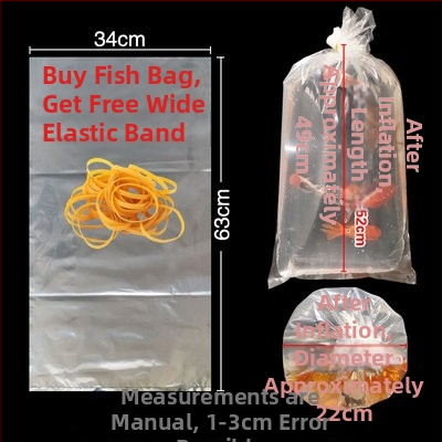 Pungă de ambalare pentru pești ornamentali vii, destinată transportului, cu bază plată pătrată la patru colțuri și plastic îngroșat