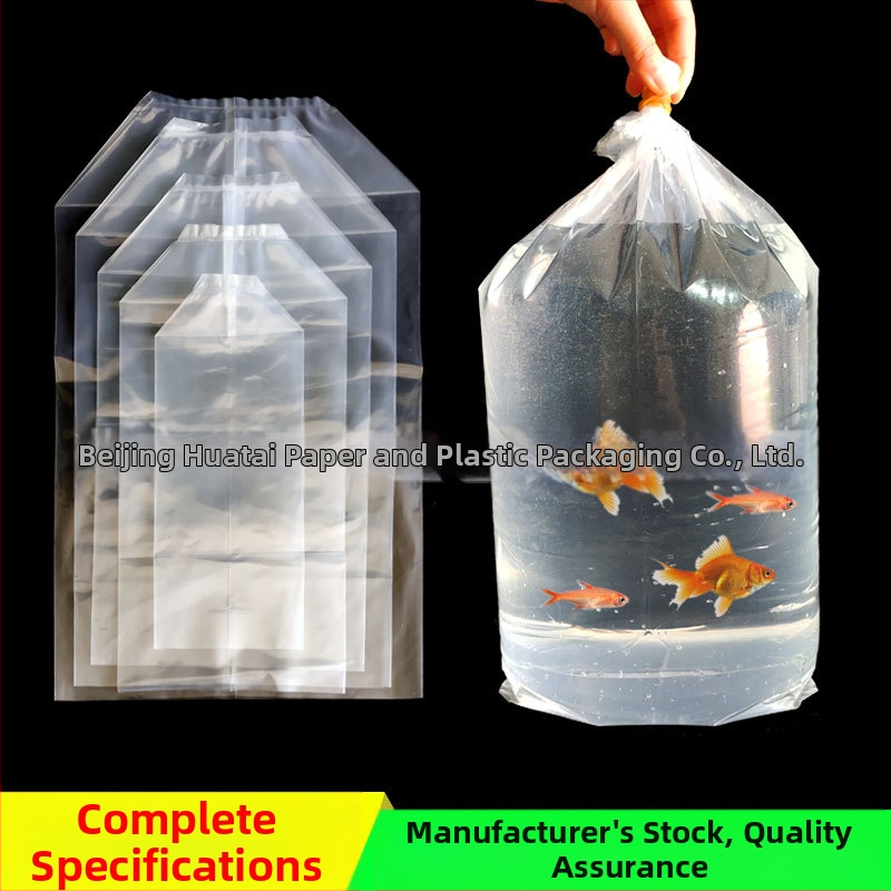 Taška na balenie živých okrasných rýb na prepravu, s pevým plochým dnom so štyrmi rohmi, hrubý plast