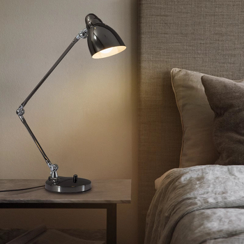 Stolna lampa s dugim ramenom, moderni minimalistički stil, metalna abažur, gumbasti prekidač, napajanje iz utičnice 220V, CRI ≥95, svjetlo za čitanje/učenje