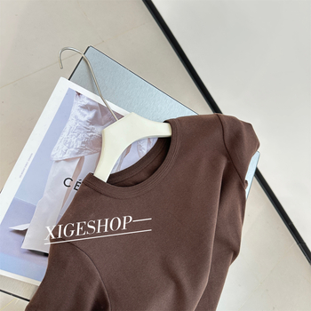 Női pamut póló 95%+, Slim fit, Brushed, rövid ujjú, kerek nyak