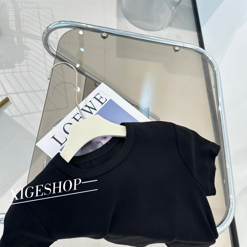 Női pamut póló 95%+, Slim fit, Brushed, rövid ujjú, kerek nyak