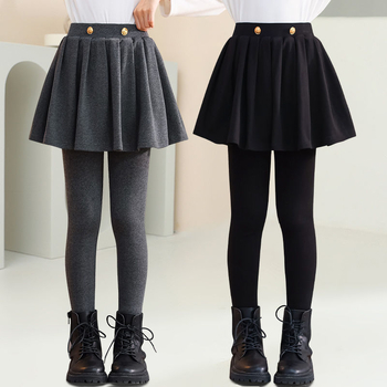 Lányoknak készült plüss belű szoknyás nadrág, pamut, hercegnő-stílus, téli modell, 8 év felett