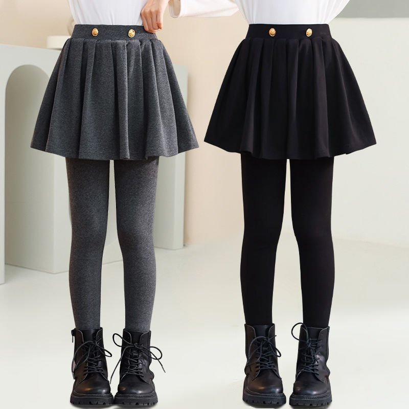 Lányoknak készült plüss belű szoknyás nadrág, pamut, hercegnő-stílus, téli modell, 8 év felett