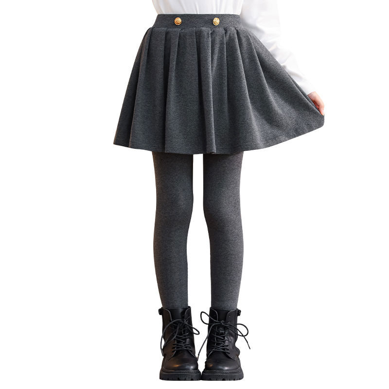 Lányoknak készült plüss belű szoknyás nadrág, pamut, hercegnő-stílus, téli modell, 8 év felett