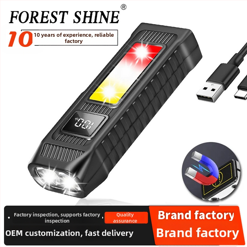 Kültéri LED elemlámpa mágnessel, 5W, 2000mAh akkumulátor, 100–200 m hatótávolság, többfunkciós vészvilágítás