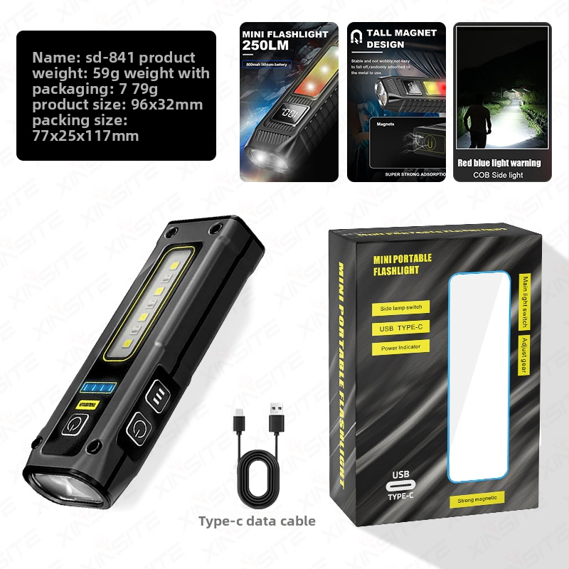 Kültéri LED elemlámpa mágnessel, 5W, 2000mAh akkumulátor, 100–200 m hatótávolság, többfunkciós vészvilágítás