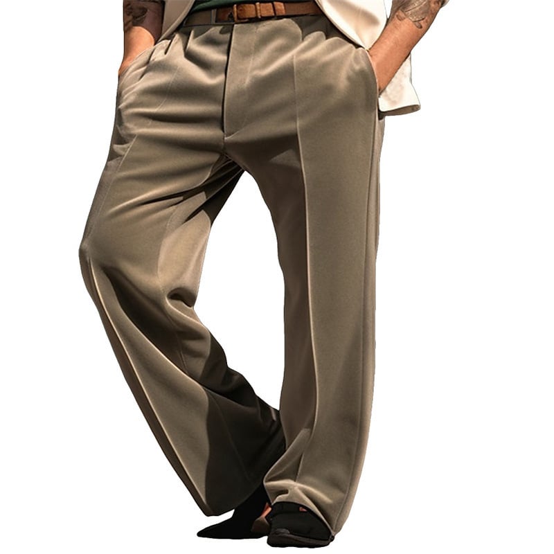 Ανδρικά παντελόνια βελούδο σε ίσια γραμμή για επιχειρηματικό επίσημο ντύσιμο, ύφασμα μίγματος βαμβακιού, 65% πολυεστέρας, διαγώνιες τσέπες