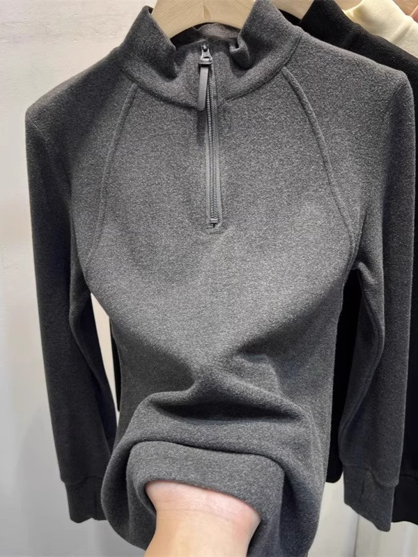 Derong ženska zimska baza majica 2025, nova, mekana s patentnim zatvaračem, polu-visoki ovratnik, dvostrano brušena, T‑shirt A8997