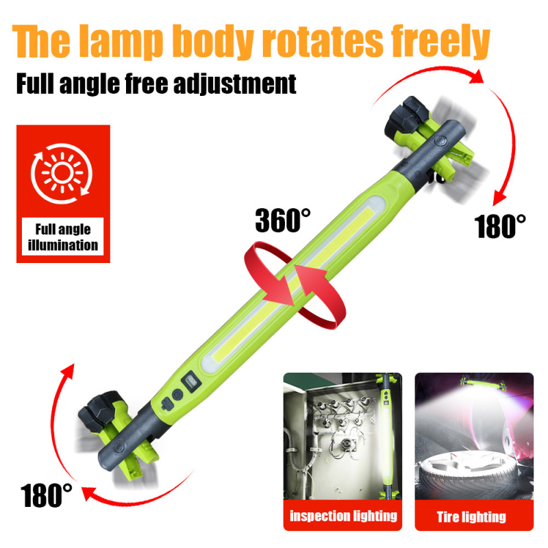 Vészhelyzeti munkalámpa magnet COB LED-del, 5W, 700 lm, 3,7V, 10000 h élettartam, kampóval