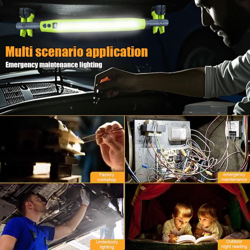 Vészhelyzeti munkalámpa magnet COB LED-del, 5W, 700 lm, 3,7V, 10000 h élettartam, kampóval