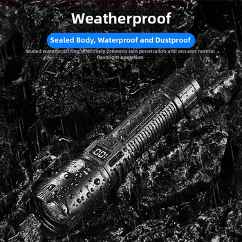 Teleszkópos zoom LED zseblámpa, kültéri, többfunkciós, újratölthető, 5W, 1200mAh, ABS tokozás, hatótáv 500 m felett