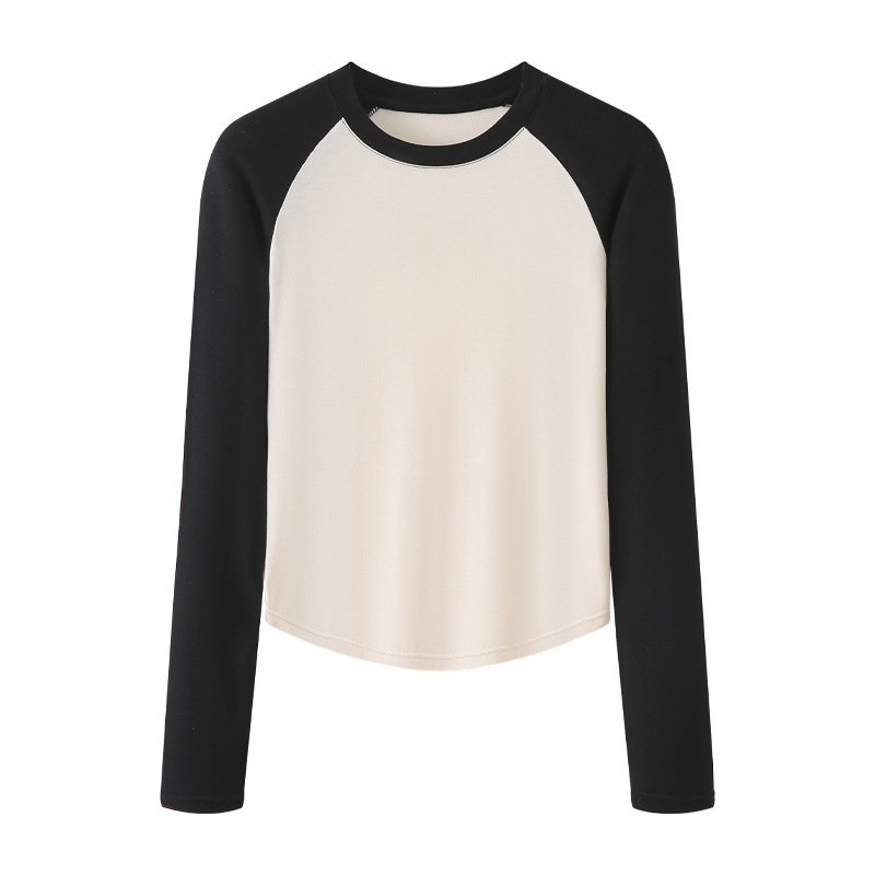 Ženski T-shirt s raglan rukavima, okrugli izrez, geometrijski uzorak, viskoza s elastanom, uski kroj