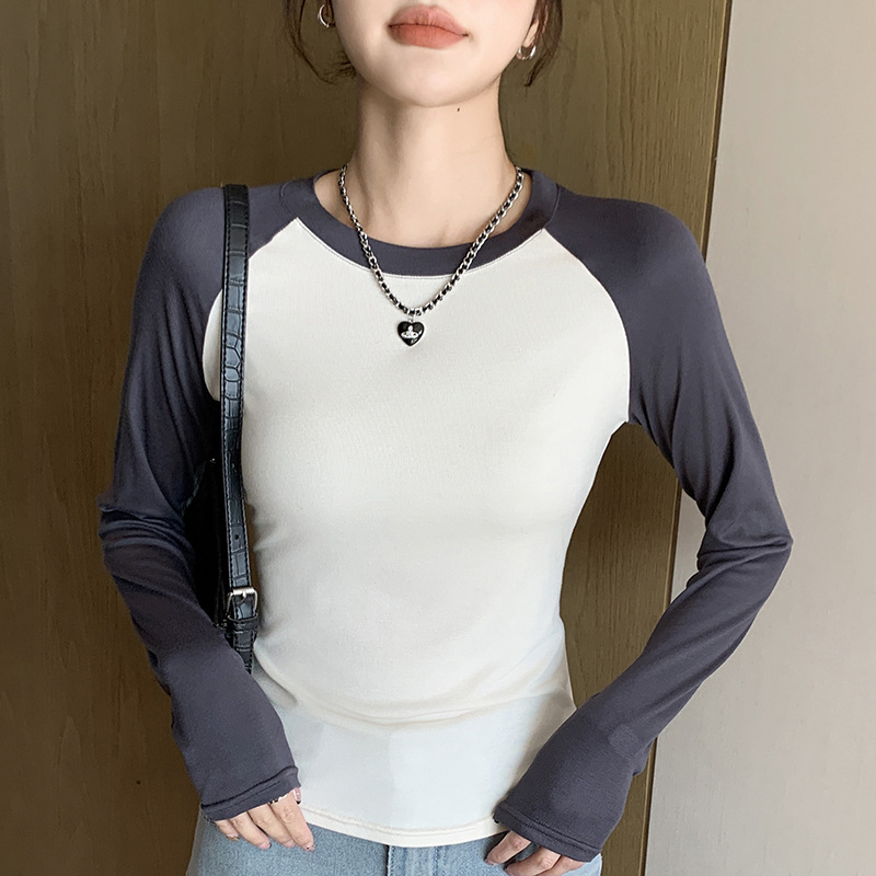 Ženski T-shirt s raglan rukavima, okrugli izrez, geometrijski uzorak, viskoza s elastanom, uski kroj