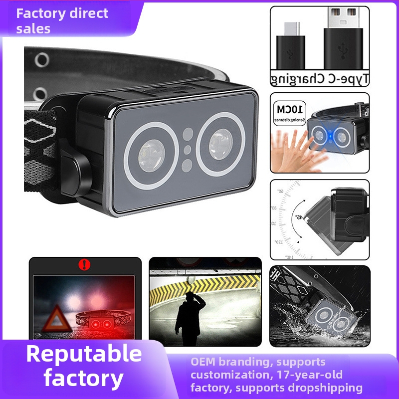 Čelová USB nabíjateľná lampička s XTE LED, 20W, dosah 50–100 m