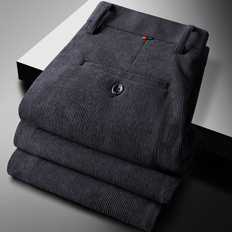 Muške hlače s labavim krojem, visokim strukom, zatvaračem, chenille tkanina, poliester 97%, jednobojne