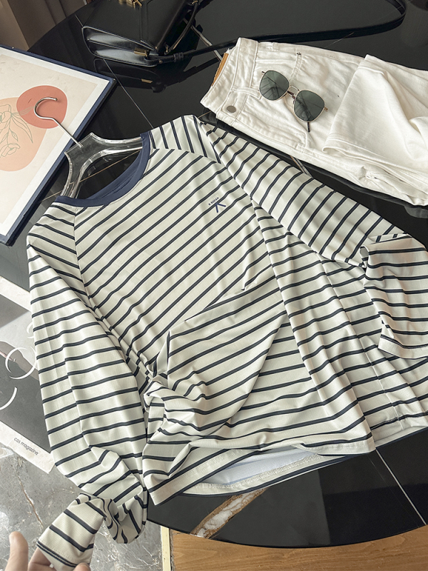 Ženska sportska majica s dugačkim rukavima, Chenille i Spandex, okrugli izrez