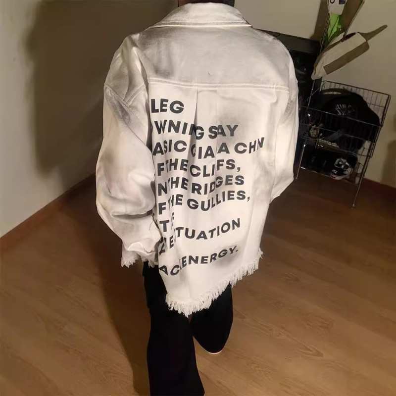 Jachetă denim pentru bărbați, cu guler Lapel, închidere cu nasturi pe un rând, croială lejeră, bumbac 51–70%