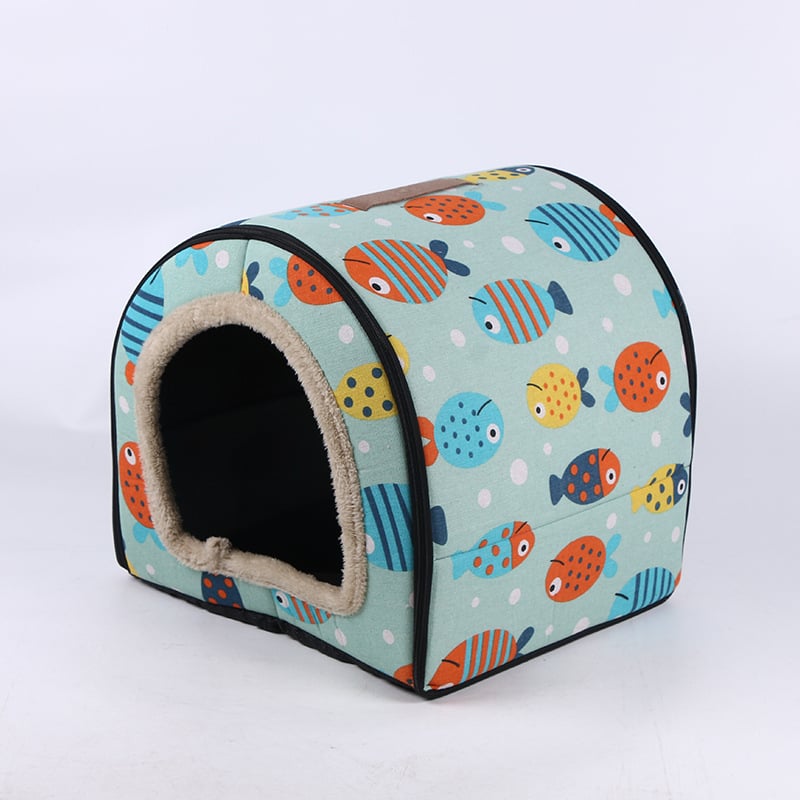 Plüss kutyaház-ágy – vízálló, zárt, kétfunkciós, kutyáknak