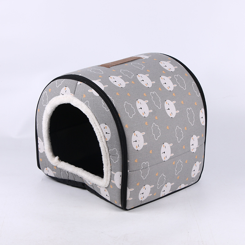 Plüss kutyaház-ágy – vízálló, zárt, kétfunkciós, kutyáknak