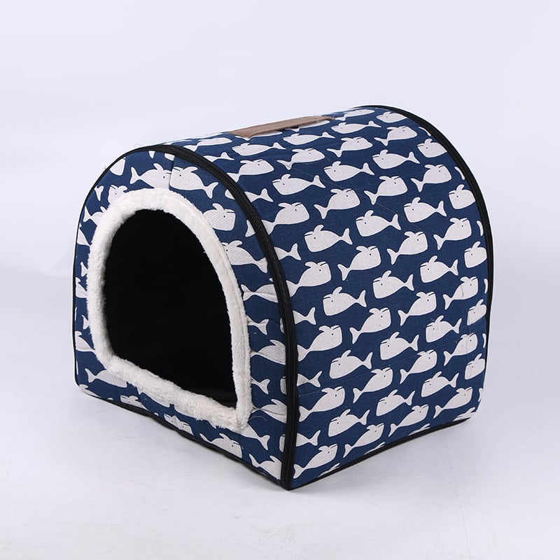 Plüss kutyaház-ágy – vízálló, zárt, kétfunkciós, kutyáknak