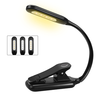 LED klips lampica za čitanje s klipom za note, USB punjenje, noćna svjetlost, ugrađena 5W baterija