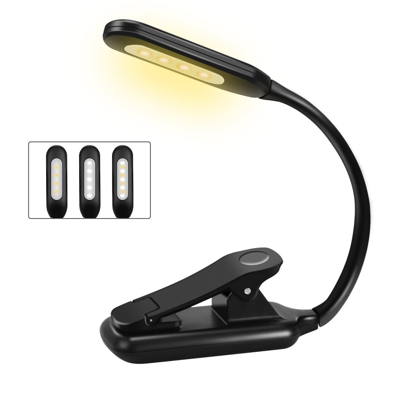 LED klips lampica za čitanje s klipom za note, USB punjenje, noćna svjetlost, ugrađena 5W baterija