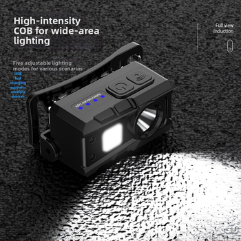 Čelovka so senzorom LED 5W, vstavaná batéria 800 mAh, nabíjateľná, dosah 100–200 m