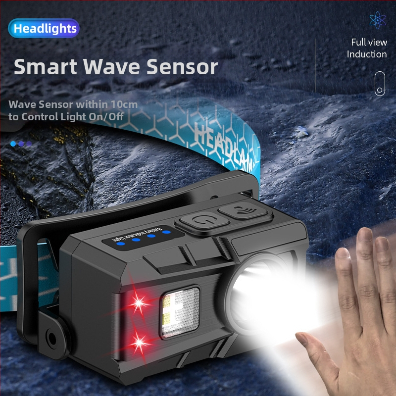 Čelovka so senzorom LED 5W, vstavaná batéria 800 mAh, nabíjateľná, dosah 100–200 m