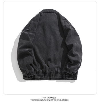 Muška corduroy jakna s kapuljom, stojeći ovratnik, širok kroj, dugi rukavi, jesen 2024