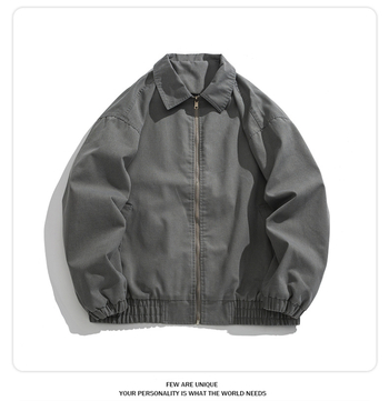 Muška corduroy jakna s kapuljom, stojeći ovratnik, širok kroj, dugi rukavi, jesen 2024