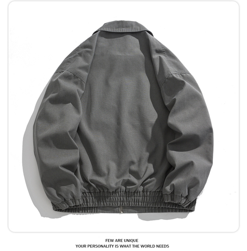 Muška corduroy jakna s kapuljom, stojeći ovratnik, širok kroj, dugi rukavi, jesen 2024