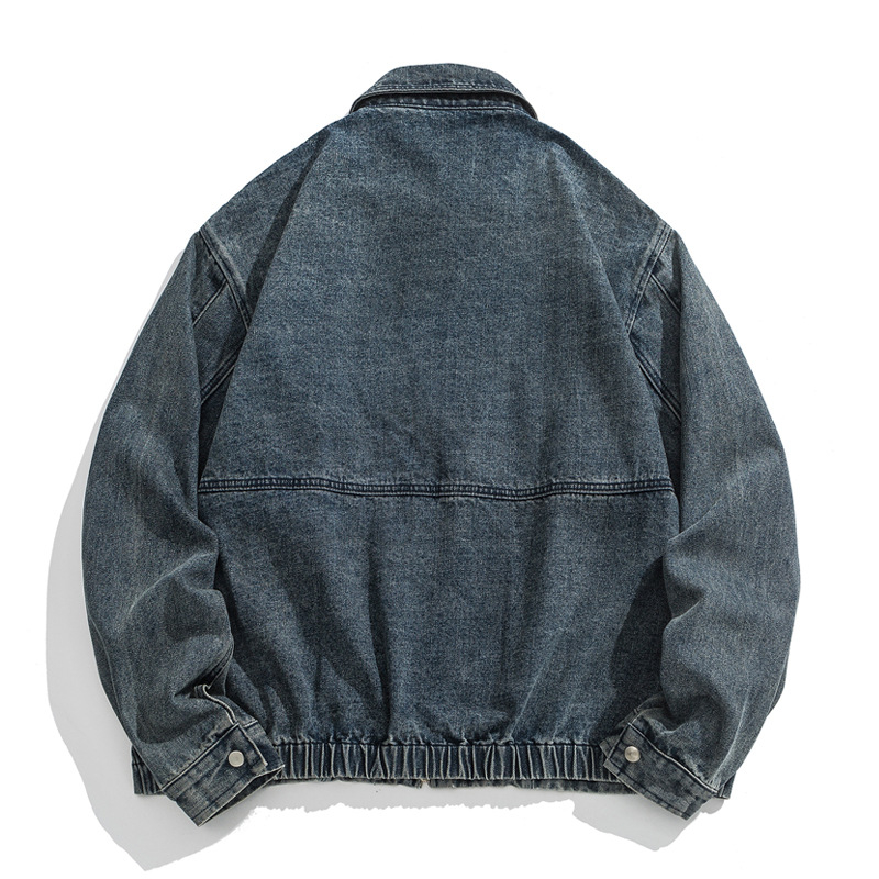 Traper jakna – Vintage japanskog stila, isprani izgled, široki kroj, zip zatvarač, rever ovratnik, pamuk podstava, bočni džepovi, za proljeće i jesen