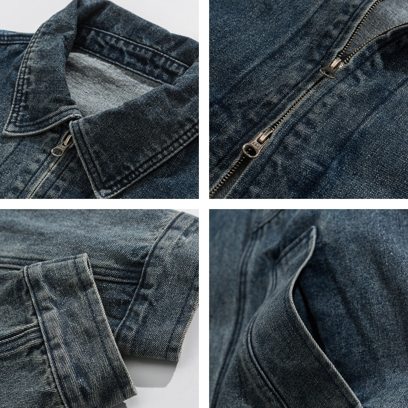 Traper jakna – Vintage japanskog stila, isprani izgled, široki kroj, zip zatvarač, rever ovratnik, pamuk podstava, bočni džepovi, za proljeće i jesen