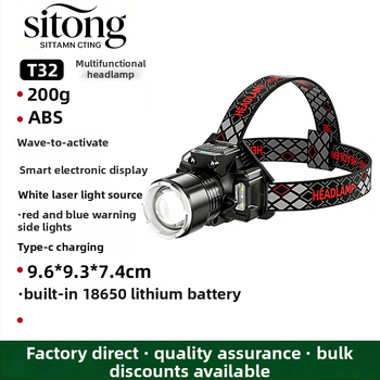 LED čelovka, 5W, zabudovaná 3000 mAh nabíjateľná batéria, nabíjačka zahrnutá, dosah lúča 100–200 m