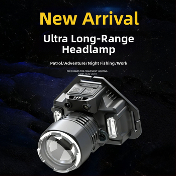 LED čelovka, 5W, zabudovaná 3000 mAh nabíjateľná batéria, nabíjačka zahrnutá, dosah lúča 100–200 m