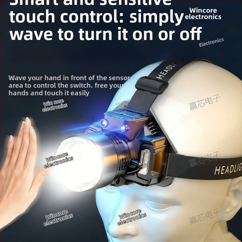 LED čelovka, 5W, zabudovaná 3000 mAh nabíjateľná batéria, nabíjačka zahrnutá, dosah lúča 100–200 m