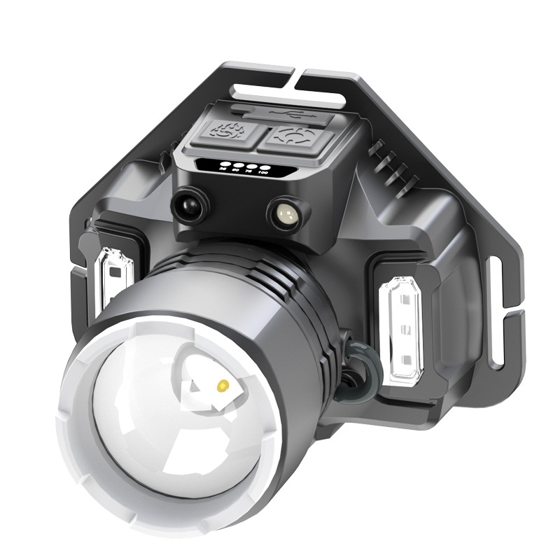 LED fejlámpa, 5W, beépített 3000mAh akkumulátor, töltővel, 100–200 m fénysugár