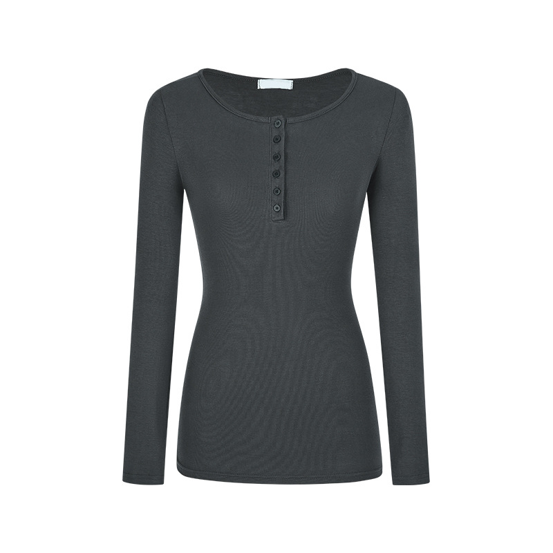 Ženski Slim-Fit dugi rukav T-shirt, jednofarbeni poliester Milk Shreds materijal, jesen 2025