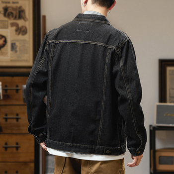 Korejska stil pamuk-denim jakna, ovratnik rever, jednostruko kopčanje, opušten kroj, proljeće