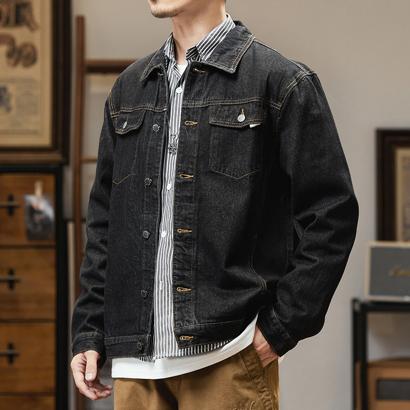 Korejska stil pamuk-denim jakna, ovratnik rever, jednostruko kopčanje, opušten kroj, proljeće