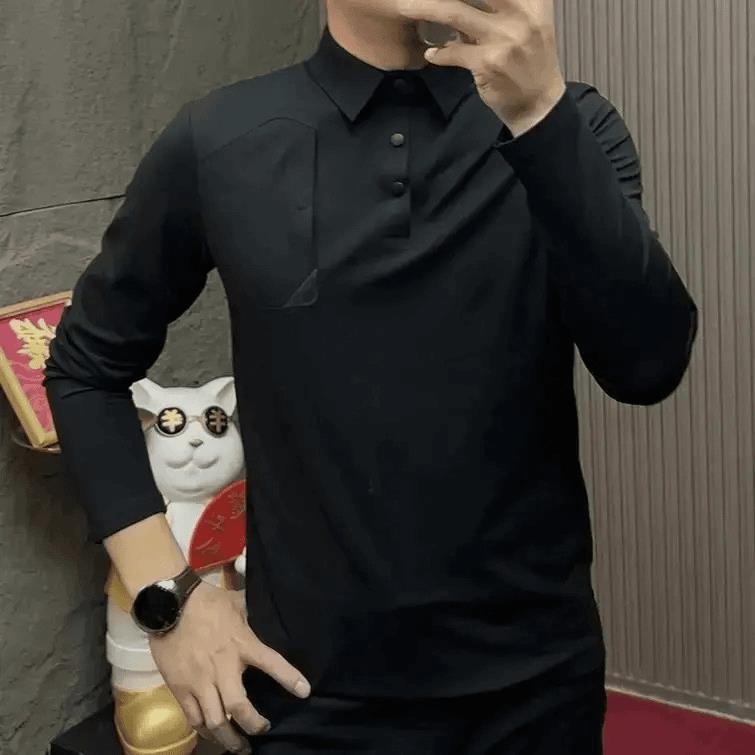 Polo majica slim-fit, dugi rukav, fleece podstava, zimska tkanina na bazi najlona