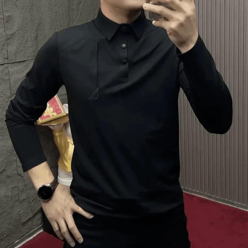 Polo majica slim-fit, dugi rukav, fleece podstava, zimska tkanina na bazi najlona