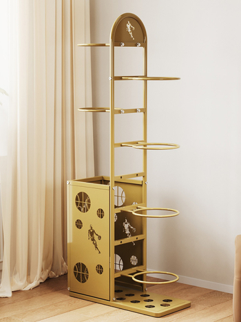 Raft metal pentru echipamente sportive, spațiu pentru mingi de baschet și rachete