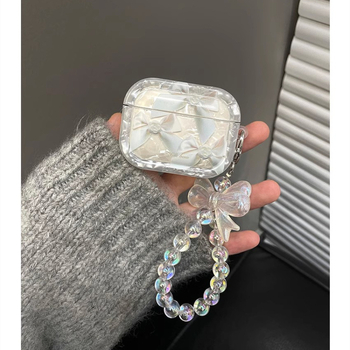 Zaštitna futrola za AirPods s uzorkom školjke i mašnicom, TPU materijal, otisak, prilagodljivo