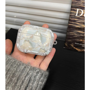 Zaštitna futrola za AirPods s uzorkom školjke i mašnicom, TPU materijal, otisak, prilagodljivo