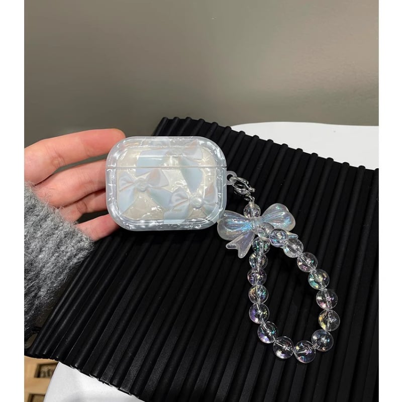 Zaštitna futrola za AirPods s uzorkom školjke i mašnicom, TPU materijal, otisak, prilagodljivo