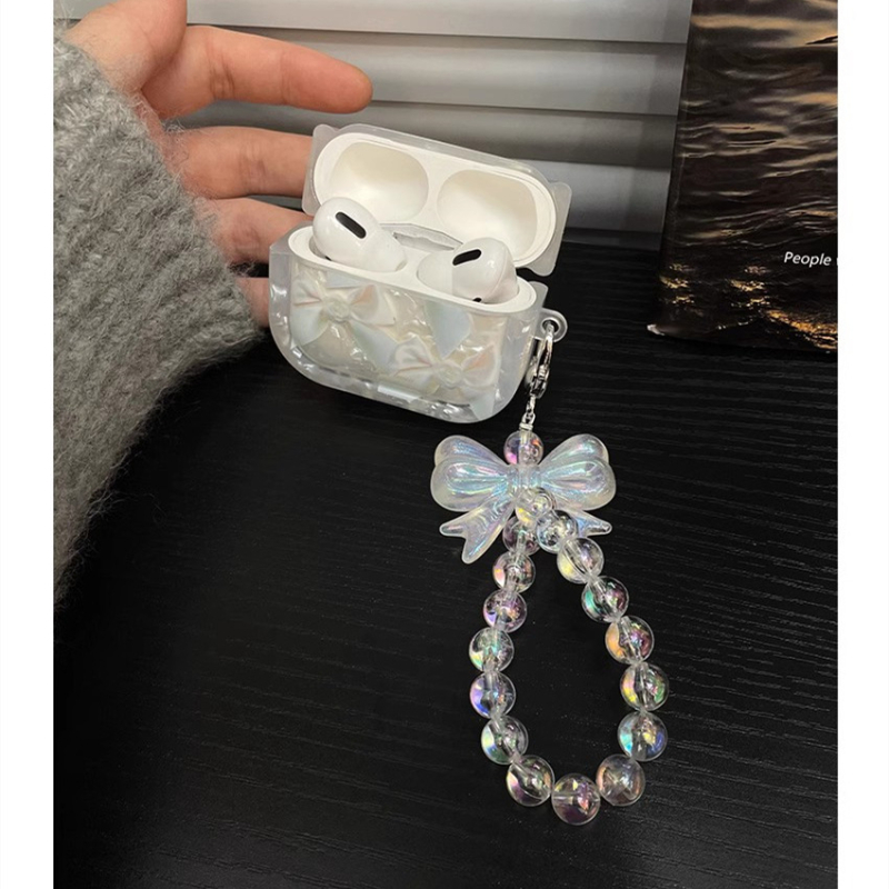 Zaštitna futrola za AirPods s uzorkom školjke i mašnicom, TPU materijal, otisak, prilagodljivo